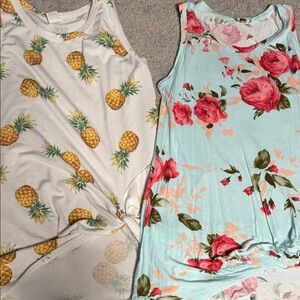 Floral and Pineapple Print Women's Tops